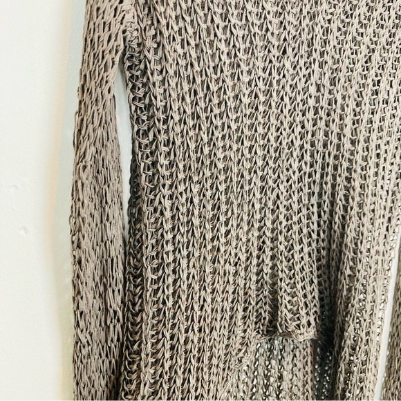 Helmet Lang open weave Italian yarn v-neck high low sweater in brown size large - Picture 3 of 7